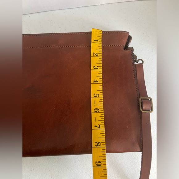 Made in Italy Leather Crossbody Bag Brown Turn-Lock Triple-Gusset Vintage - Picture 11 of 15